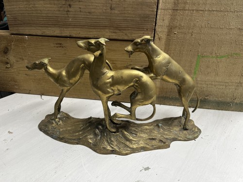 Antique brass racing - , dogs