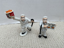 x 2 Colonel Saunders KFC Kentucky Fried Chicken Menu Figure & Bucket Figure PVC