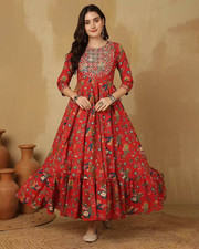 Indian Women Cotton Red Thread