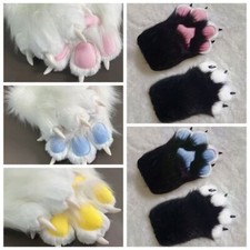 Cartoon Plush Cat Paw Gloves Cat Claw Mittens Squeaky Kig Cosplay CostumeGloves◈