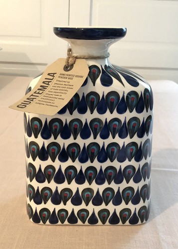 Vase hand painted peacock - hand-painted,