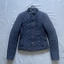 Zara  jacket women’s XS navy quilted padded gold press studs 