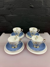 4 x Windsor Bone China Windswept Tea Trios Cups Saucers and Side Plate Set