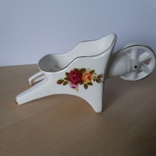 Cottage Rose Bone China Floral Wheelbarrow Trinket Dish