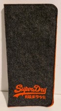 SUPERDRY DARK GREY ORANGE FELT GLASSES CASE POUCH SPECTACLES SUNGLASSES