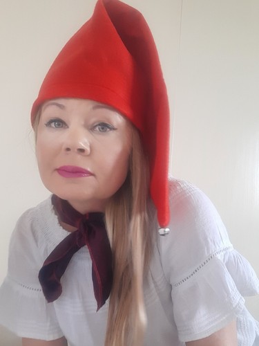 Red pointed hat elf gnome - red,