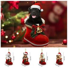 Dog Christmas Ornaments Cartoon Acrylic Dog Xmas Tree Hanging Decoration