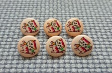 80s 90s Vintage Novelty Cat Picture Buttons Children Kids Baby Craft Sewing 15mm