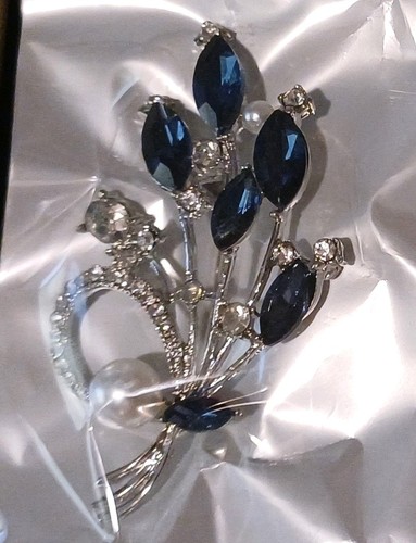 Silver tone floral bouquet - silver,