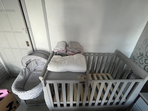 Cot bed and - moses, basket