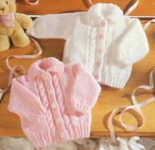 Easy Knitting Pattern Baby/Toddler Aran Cable & Stocking Stitch Cardigan 16-26 