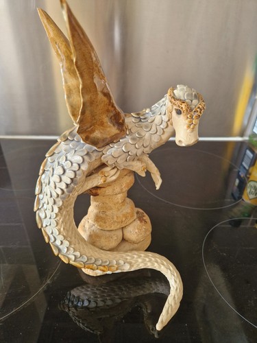 Vintage studio pottery dragon - pottery,