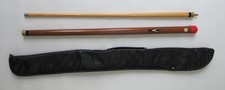 2 piece maple snooker cue with brass fittings, new tip, rubber butt, carry case