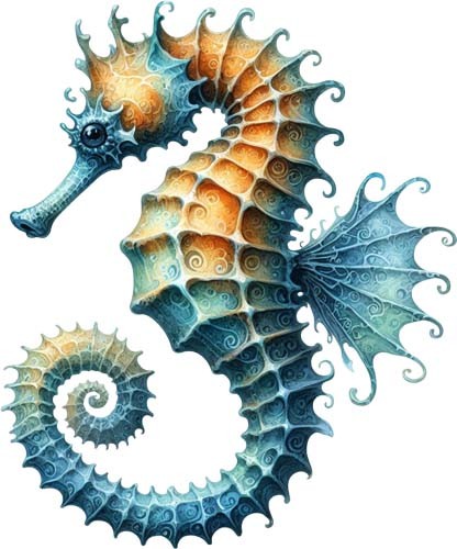 Colourful seahorse wall - wall, art