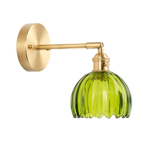 Brass wall sconce - brass, green
