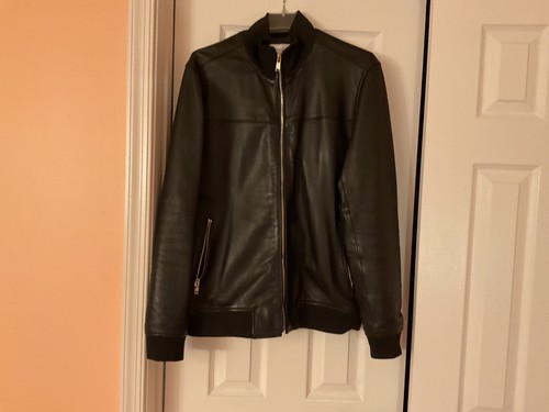 Reiss leather funnel neck - leather,
