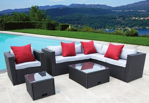 Black rattan garden wicker - black,