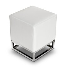 White leather stool cube