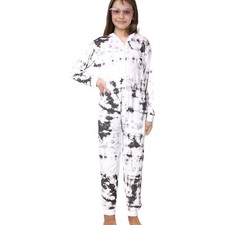 Kids A2Z Onesie One Piece Pyjamas Sleepsuit Black Tie Dye Printed Girls Costume