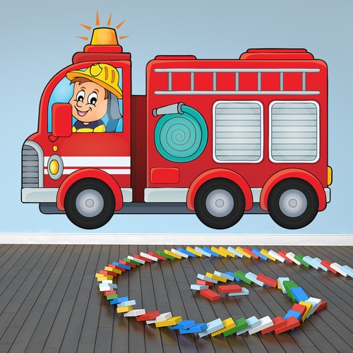 Fire engine childrens - childrens, wall