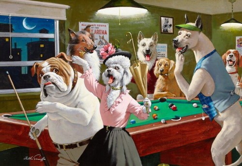 Fun wall decor dogs - fun, playing