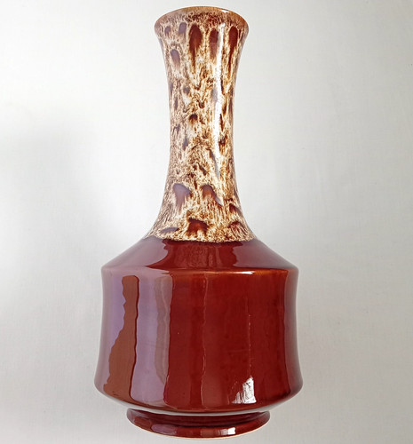Vintage brown drip glaze vase - brown,