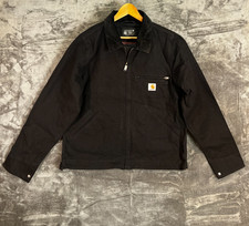 Carhartt Duck Detroit Jacket Black S Loose Fit Canvas Workwear Zip Up Coat