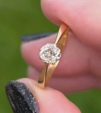 Antique 0.60 ct Old Cut Diamond Solitaire 18ct Yellow Gold Ring - UK O