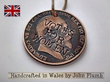 Edward VII Defaced Penny Coin Suffragette KeyFob Votes for Women Emily Pankhurst