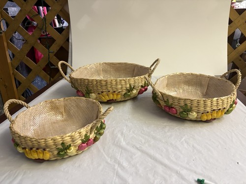 Set vintage woven raffia - set,