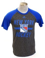 Adidas New York Rangers Blue & Gray Short Sleeve Athletic Tee T-Shirt Men's NWT