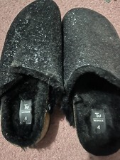 Sainsbury’s TU New With Out Tags Sparkly Black Ladies Slippers Size 4