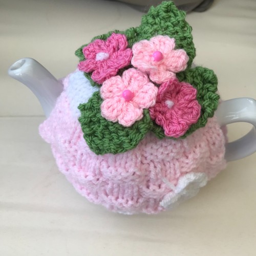 Hand knitted basket weave - knitted, tea
