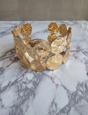 Zara Gold Disc polished Hammered Bangle Cuff Bracelet
