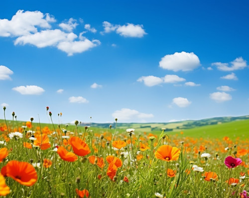 Sunset flower meadow - sunset,