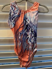ALPHA FACTOR gymnastics dance LEOTARD CL child large JELLY FISH coral **rare**
