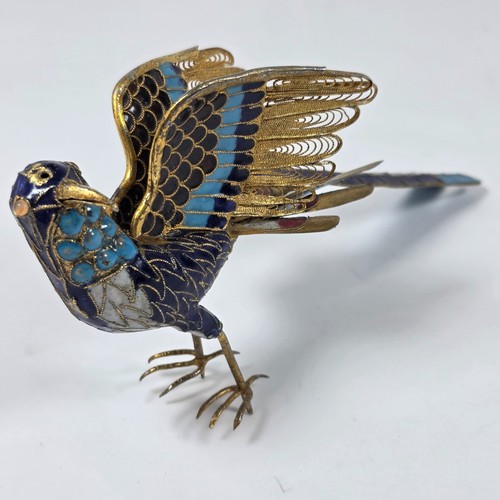 Vintage cloisonne blue - blue, bird
