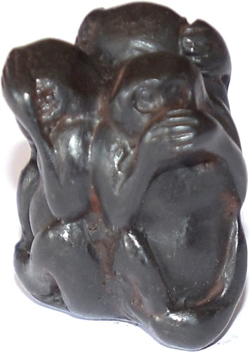 Three wise monkeys miniature - three,