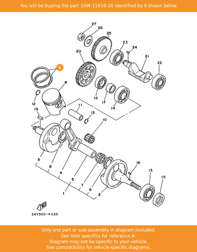 Yamaha piston ring set 50mm - piston, (0.50mm