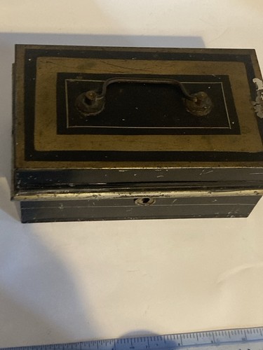 Antique cash tin black and - antique,
