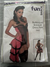 Burlesque Basque Dress Pink Halloween Fancy Dress Costume XL