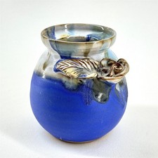 Blue Glaze Floral Relief