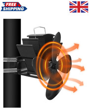 4 Blade Stove Fan Flue Pipe Fan Heat Powered for Wood Burner & Fireplace Silent