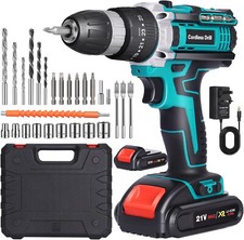 21V Cordless Power Drill Set with 2 Batteries & 27 piece bit set