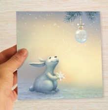 Rabbit Christmas Cards & Packs Bunny & Star Xmas Cards Cute Freepost