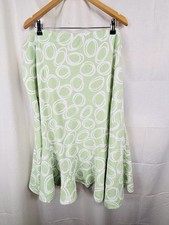 Damart Linen Blend Skirt, Elasticated Waist, Green & White Size 26