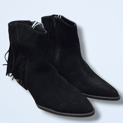 Black suede cowboy fringe - m&s,
