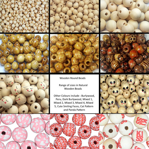 Natural wooden round - wooden, beads