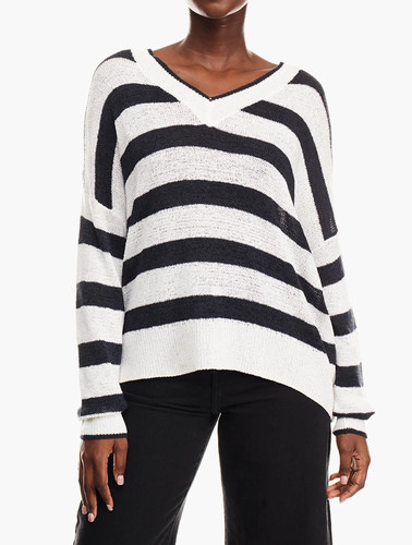 Striped neck light weight - v,