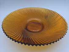 Lovely Vintage Amber Glass Veropa French Swirl Large Plate Bowl 11"